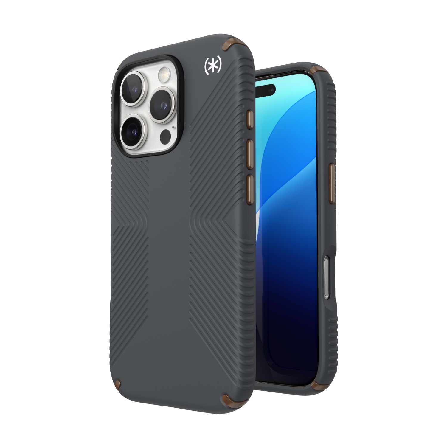 Speck Presidio2 Grip Case - Apple iPhone 16 Pro - Charcoal Grey & Cool Bronze - Image 86
