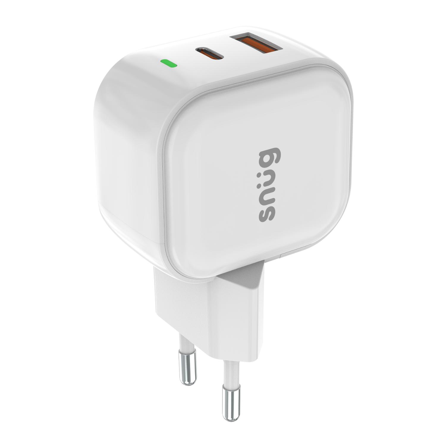Snug USB/Type-C Wall Charger 35W with Type-C Cable - White - Image 2