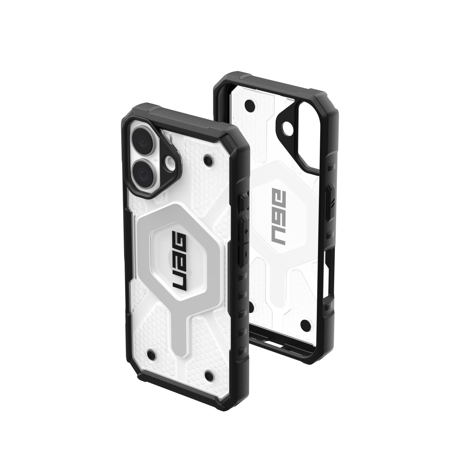 UAG Pathfinder Clear Magsafe Case - Apple iPhone 16 - Ice & Silver - Image 45