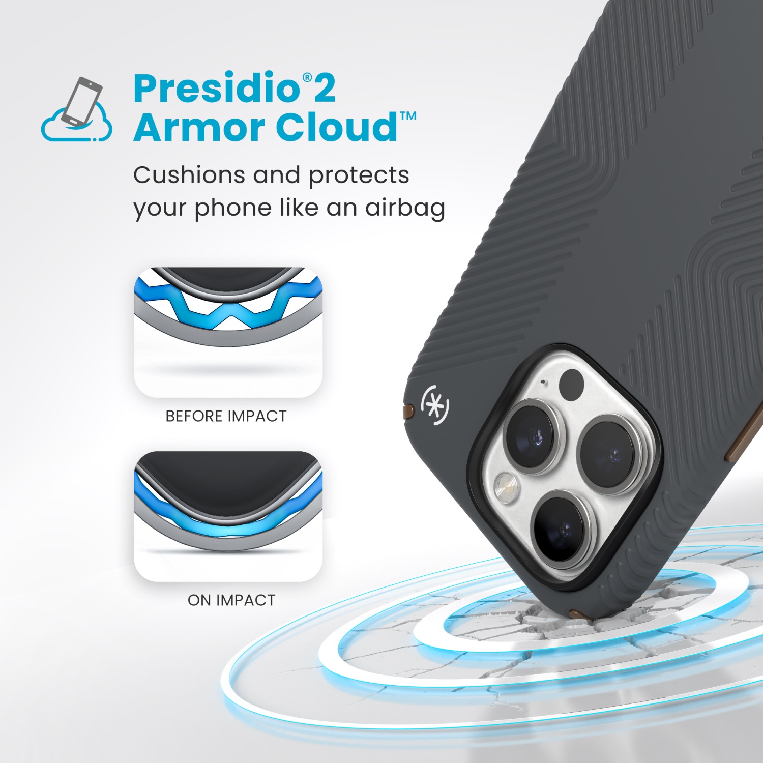 Speck Presidio2 Grip Case - Apple iPhone 16 Pro - Charcoal Grey & Cool Bronze - Image 92