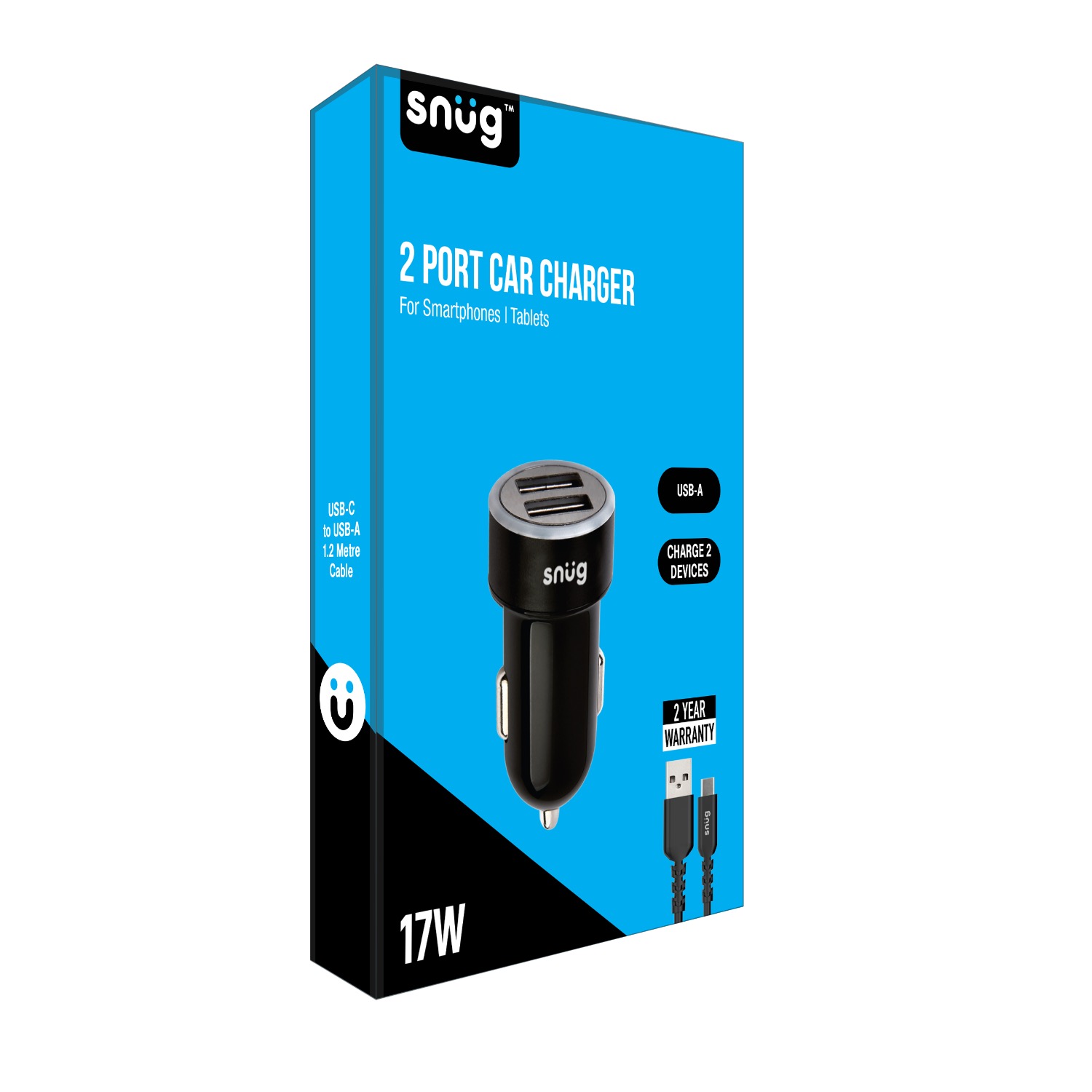 Snug Car Juice Dual USB Port Car Charger With Type-C Cable - 3.4A - Image 19
