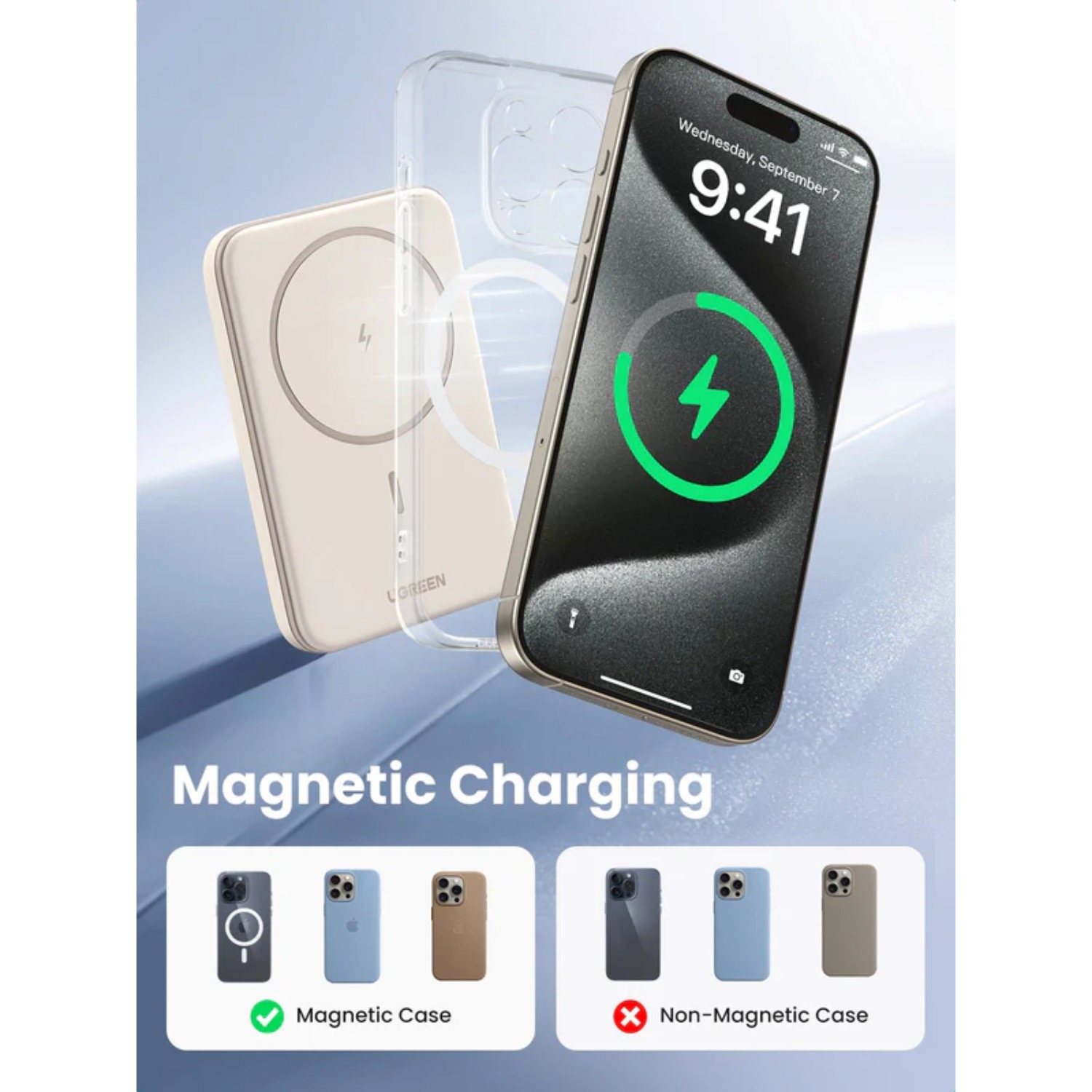 UGREEN Magnetic Wireless Power Bank 5000mAh - White - Image 140