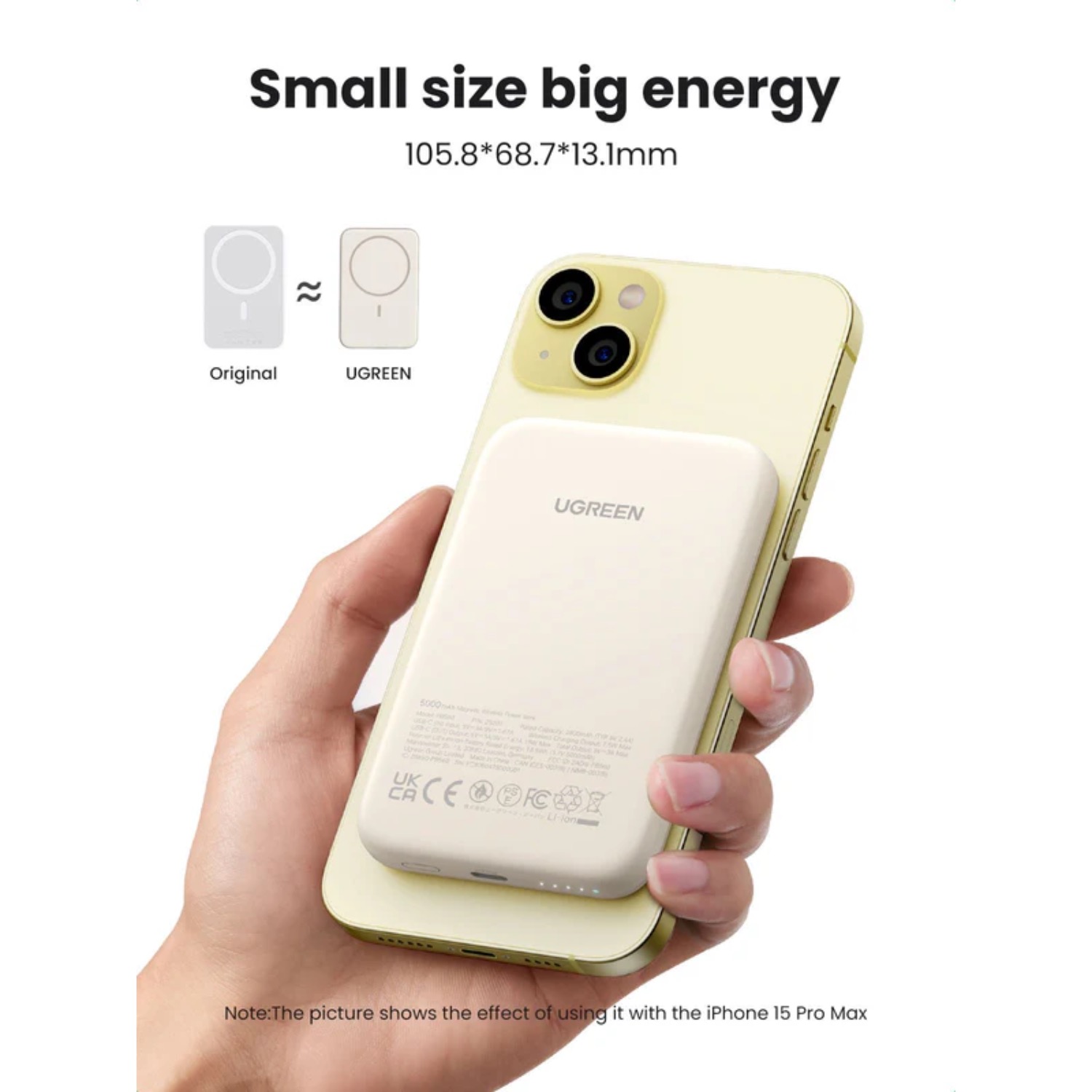 UGREEN Magnetic Wireless Power Bank 5000mAh - White - Image 138