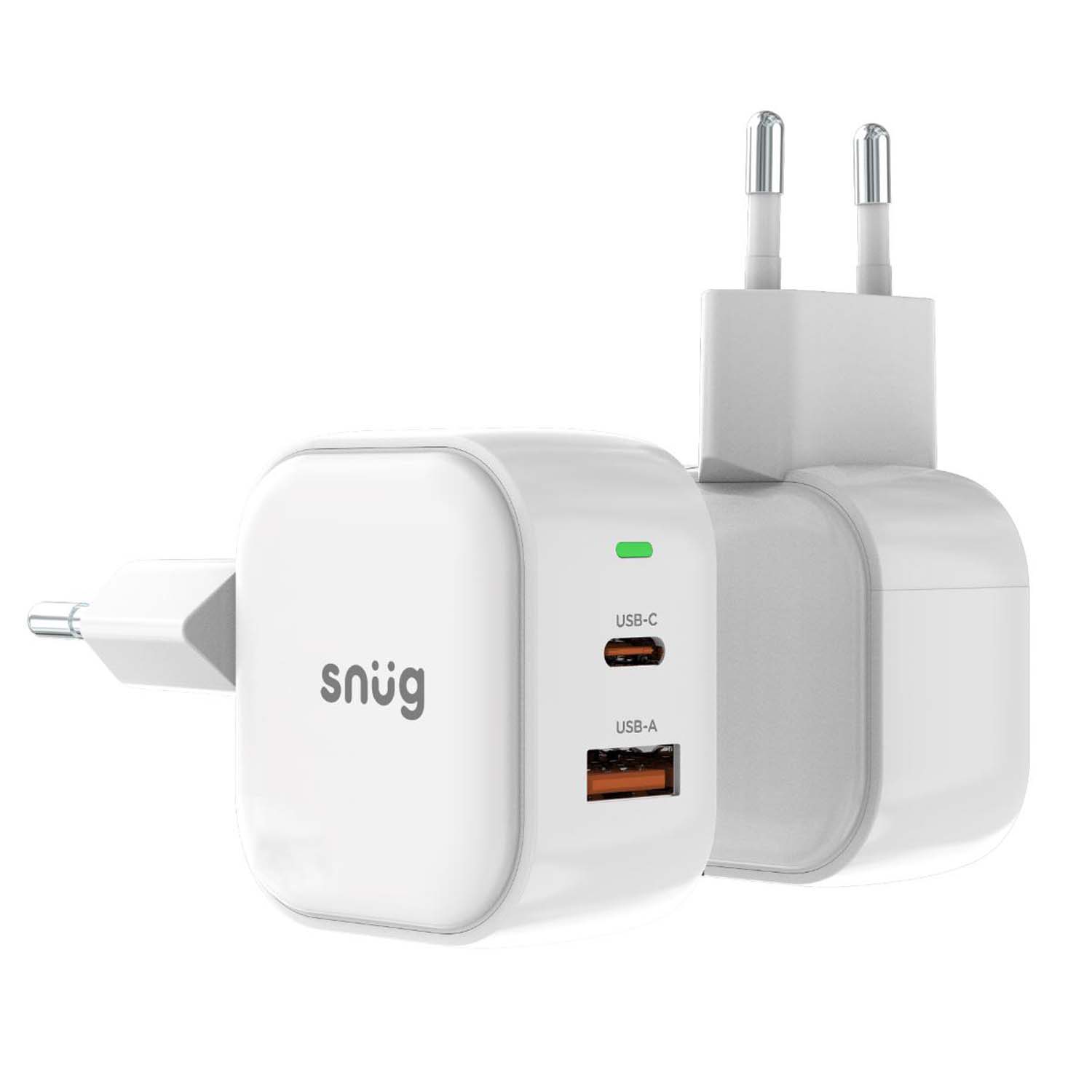 Snug USB/Type-C Wall Charger 35W with Type-C Cable - White - Image 11