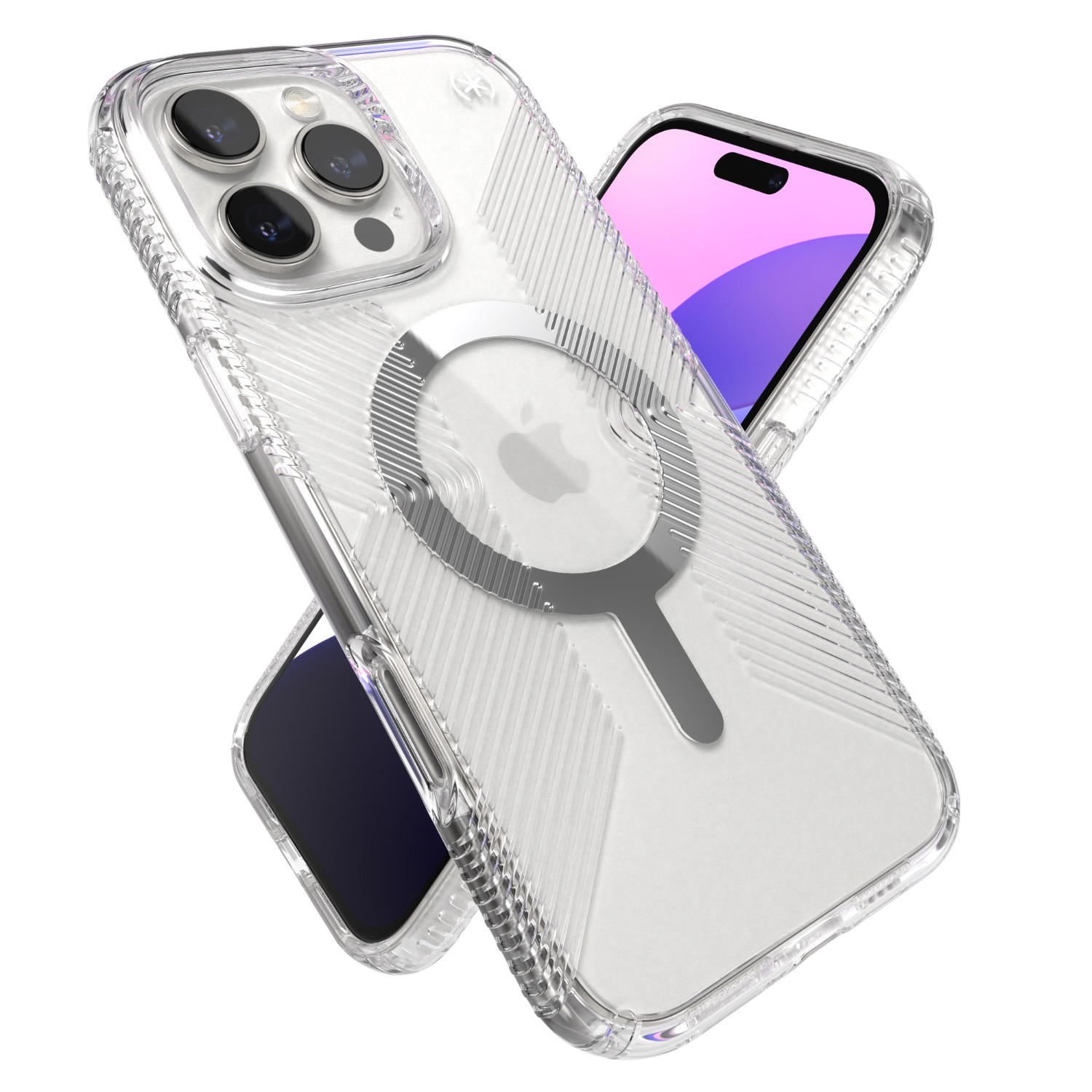 Speck Presidio Perfect Clear Grip MagSafe Case - Apple iPhone 16 Pro Max - Clear & Chrome - Image 69