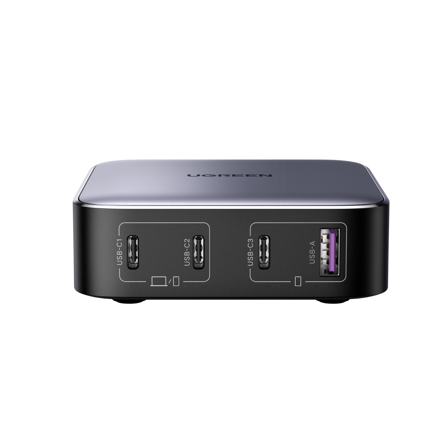 UGREEN 4 Port GaN Wall Charger With Cable - Grey - Image 6