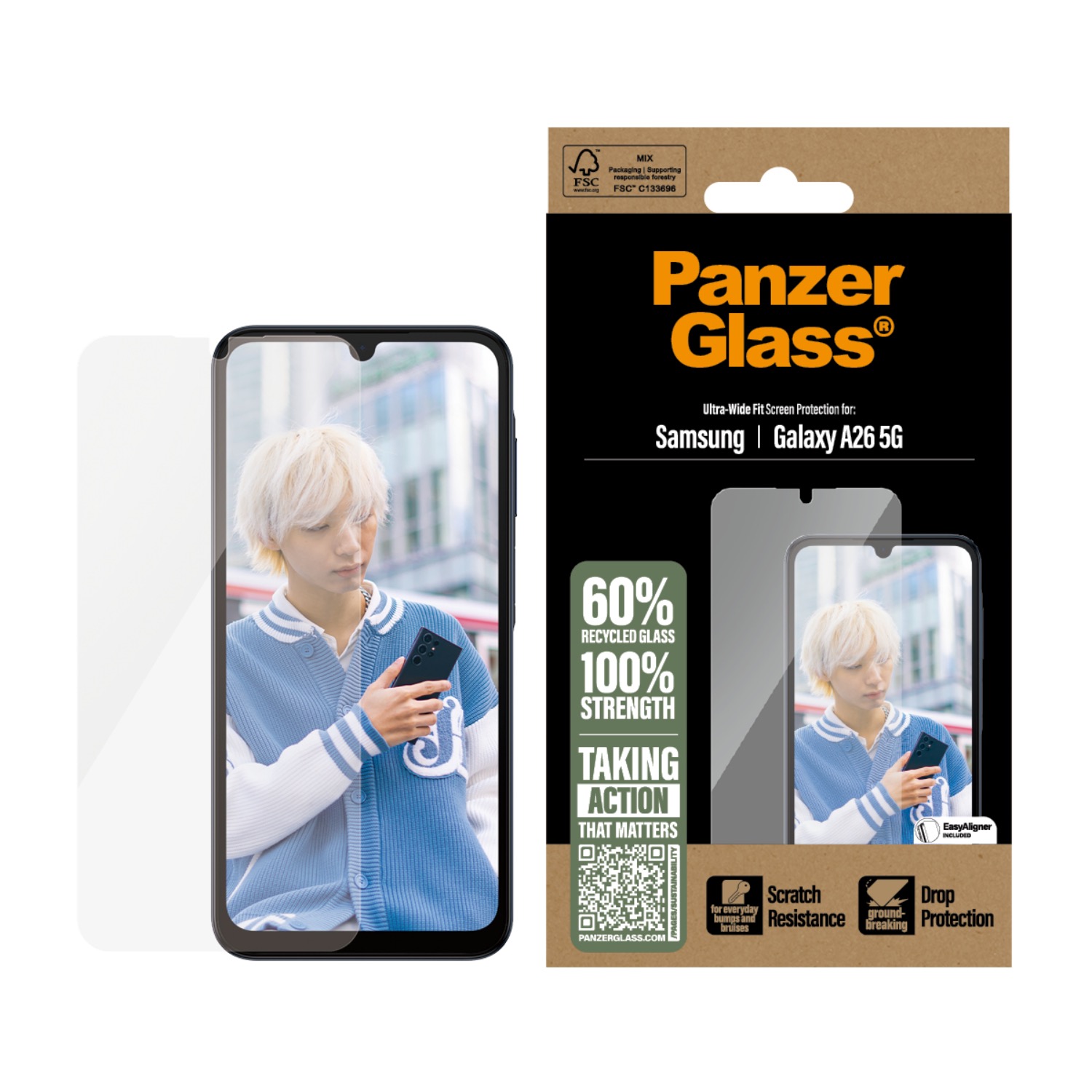 PanzerGlass Screen Protector Ultra Wide Fit With EasyAligner - Samsung Galaxy A26 - Clear - Image 33