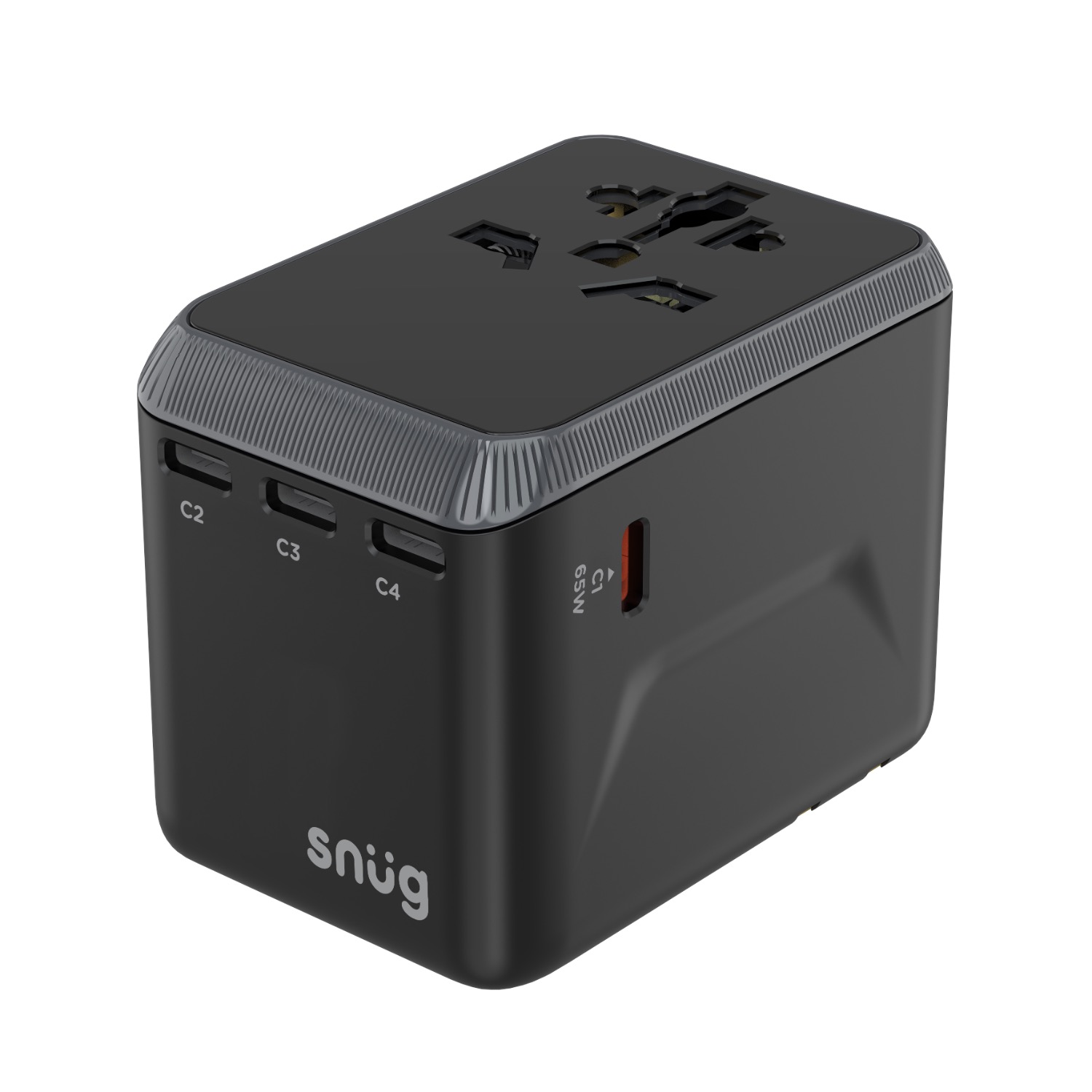 SNUG 5 Port Universal Travel Adapter - 65W - Black - Image 2