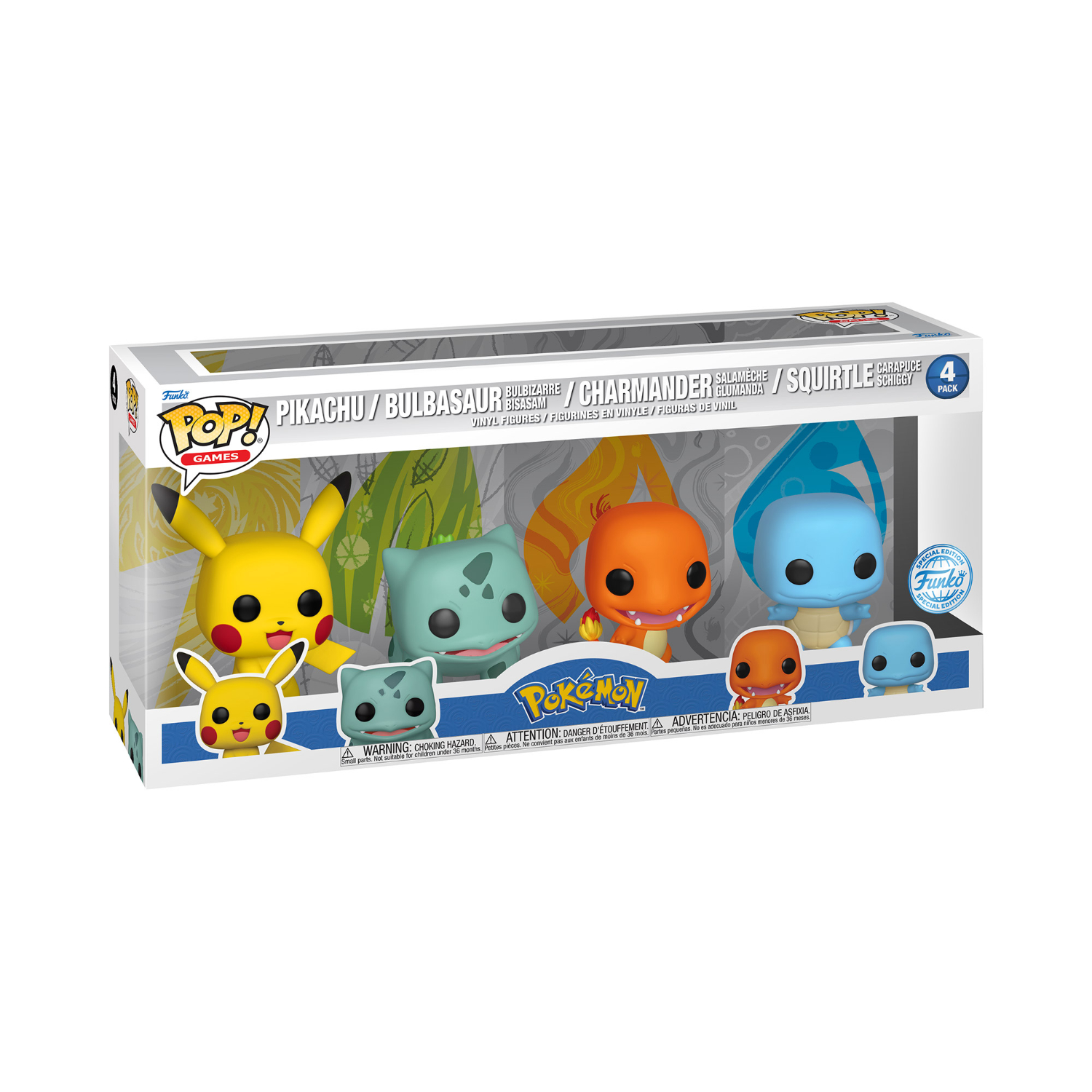 Funko Pop! Games: Pokemon - Pikachu / Bulbasaur / Charmander / Squirtle 4 Pack - Image 46