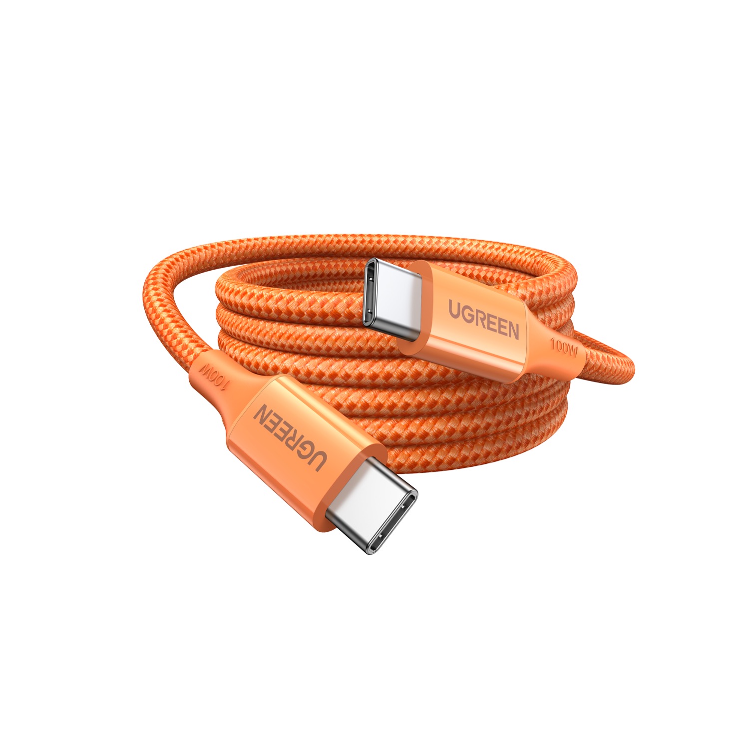 UGREEN Type-C To Type-C Braided Cable 100W 1 Metre - Orange - Image 3