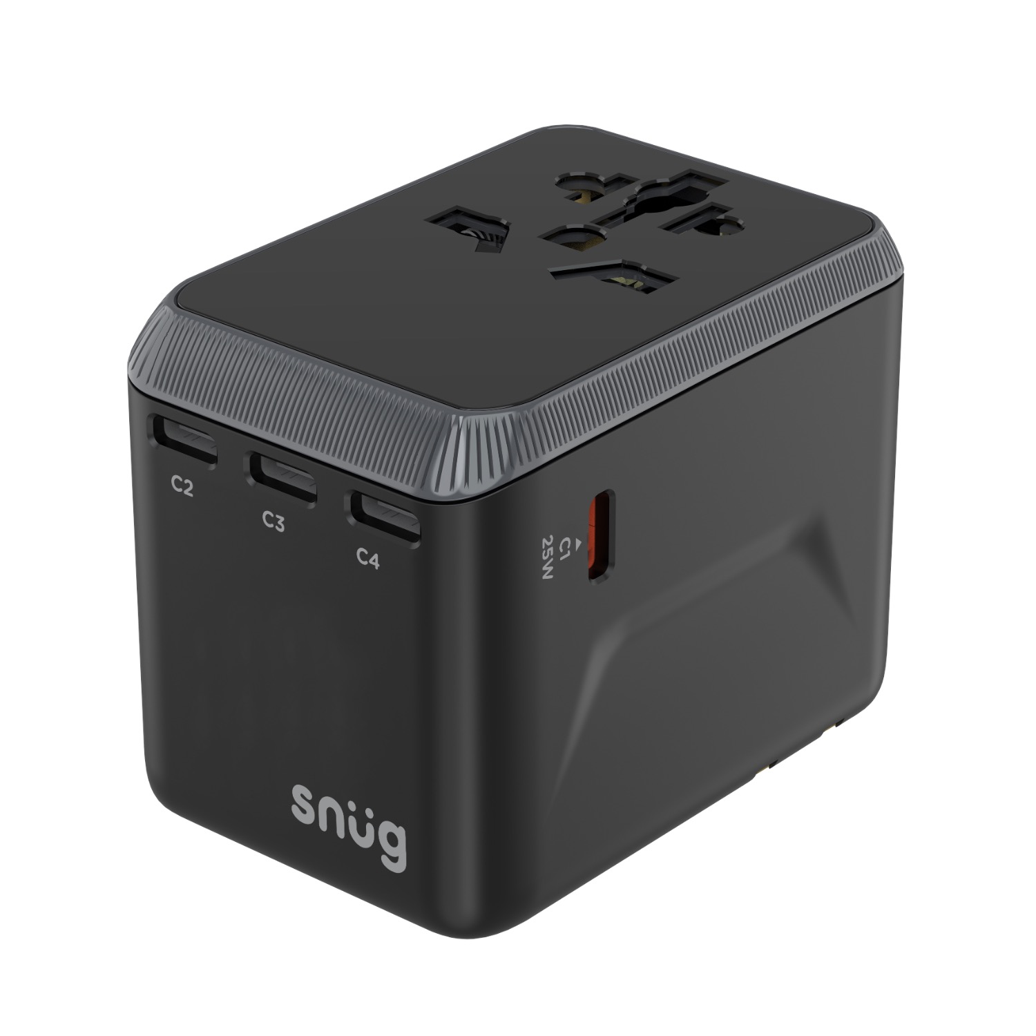 SNUG 5 Port Universal Travel Adapter - 25W - Black - Image 32