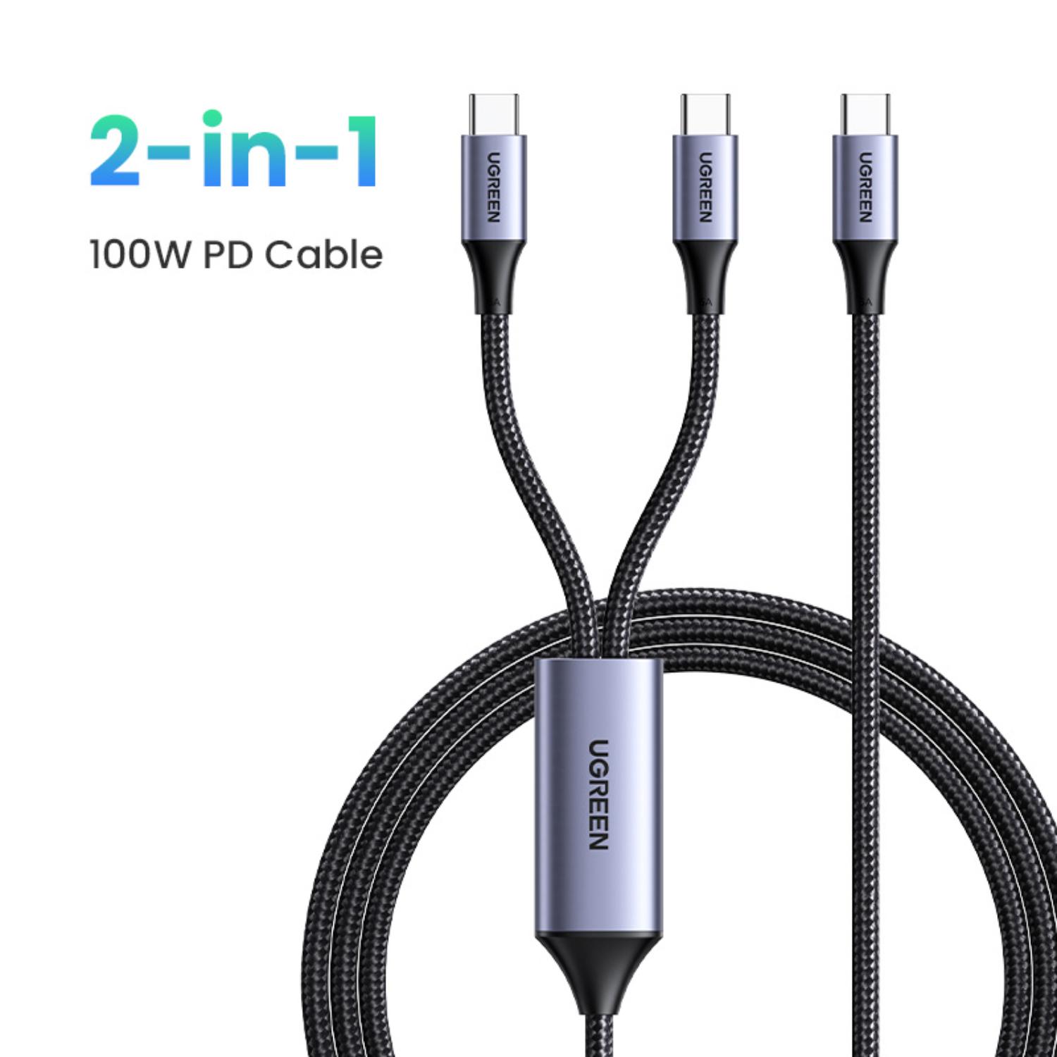 UGREEN Dual Type-C To Type-C Braided Cable 100W 1.5 Metre - Black - Image 5