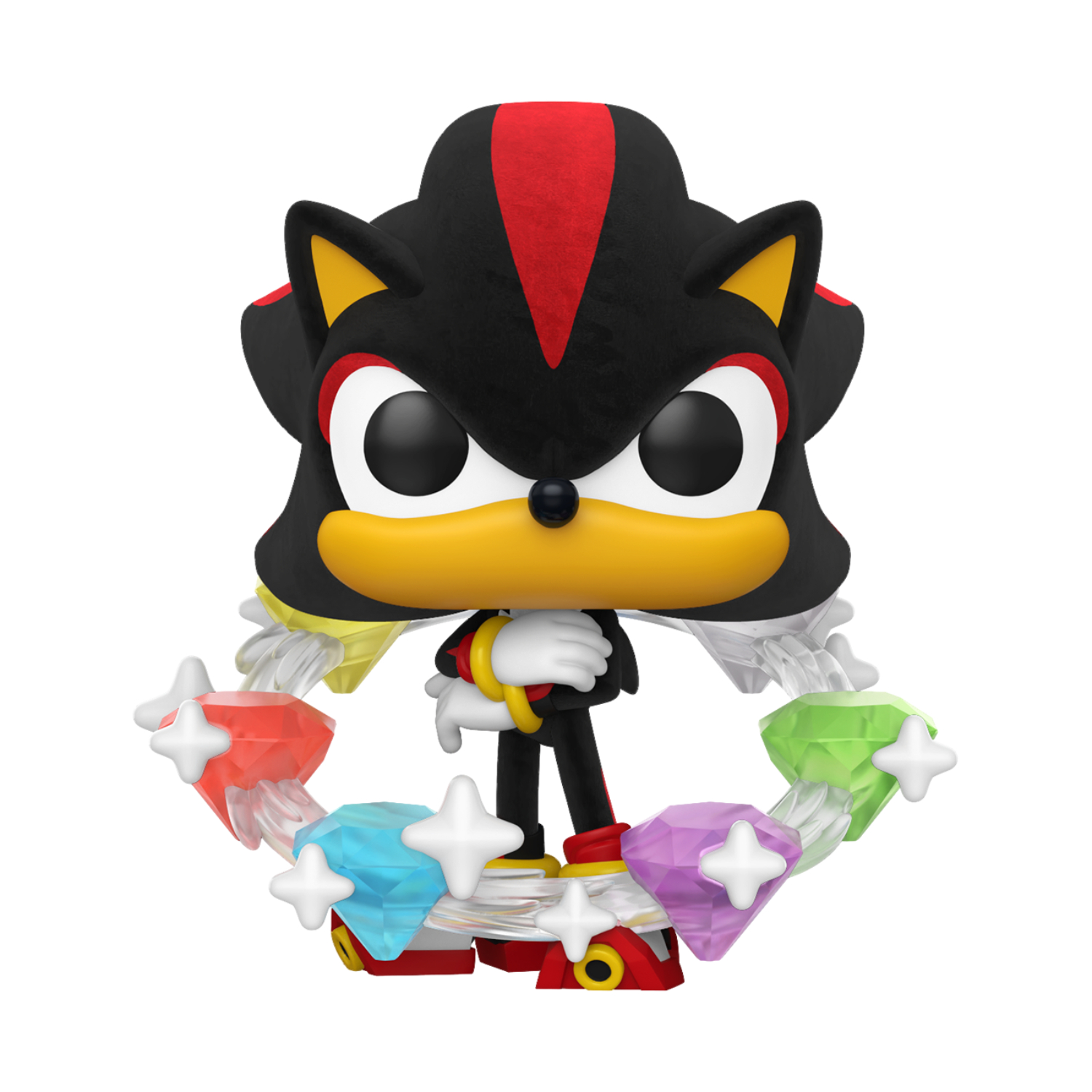 Funko Pop! Games: Sonic The Hedgehog - Shadow with Emeralds (Flocked)(Special Edition) - Image 2
