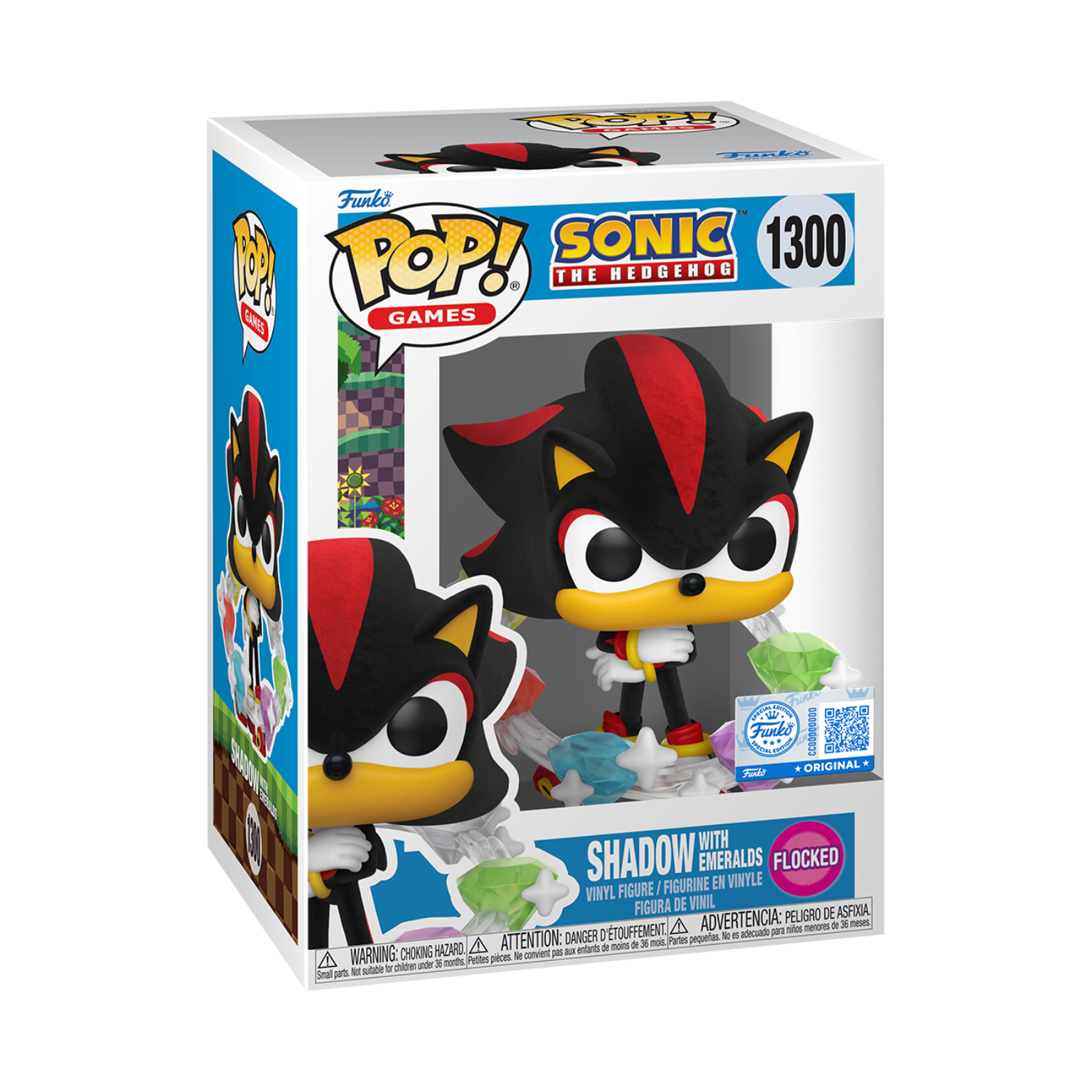 Funko Pop! Games: Sonic The Hedgehog - Shadow with Emeralds (Flocked)(Special Edition) - Image 3