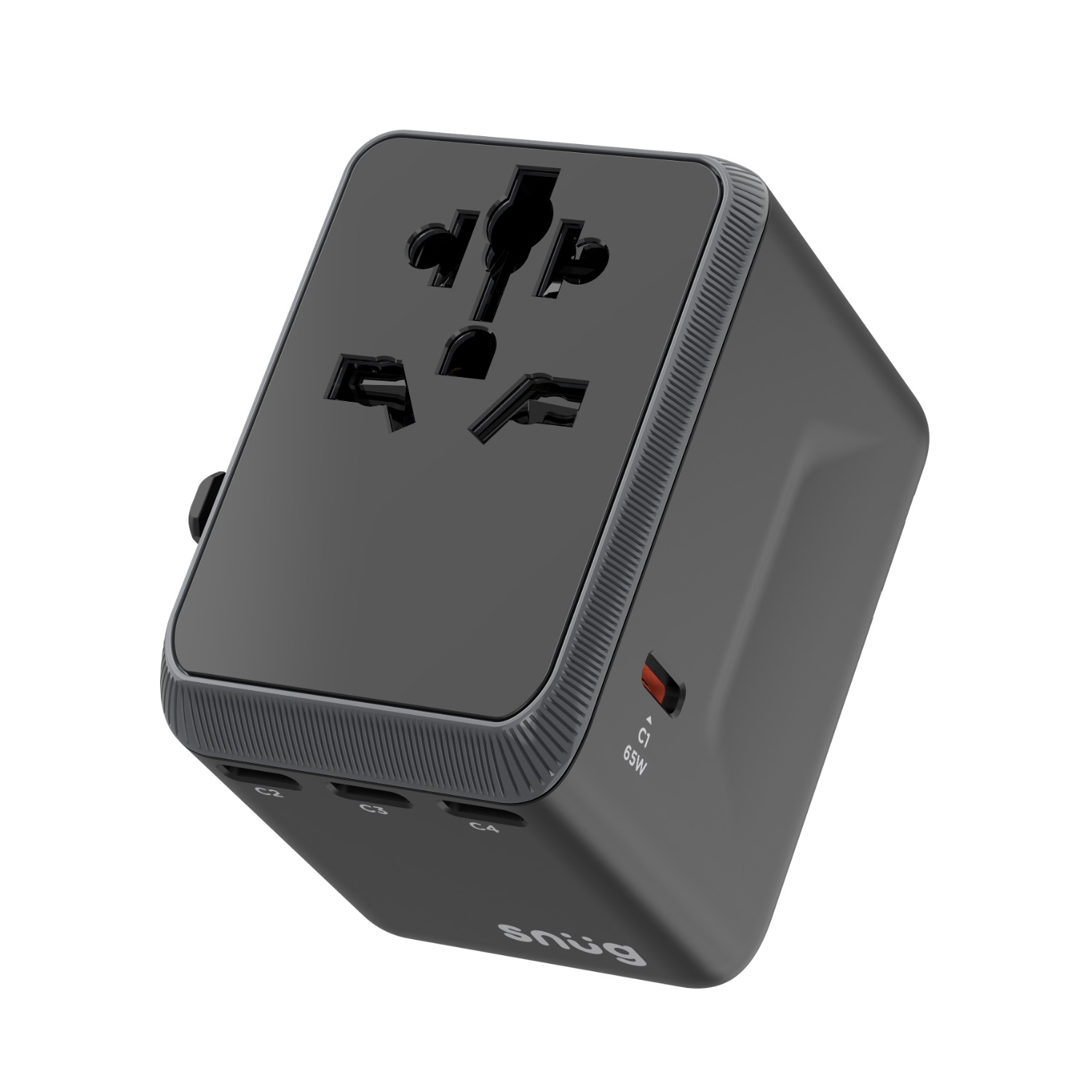 SNUG 5 Port Universal Travel Adapter - 65W - Black - Image 3