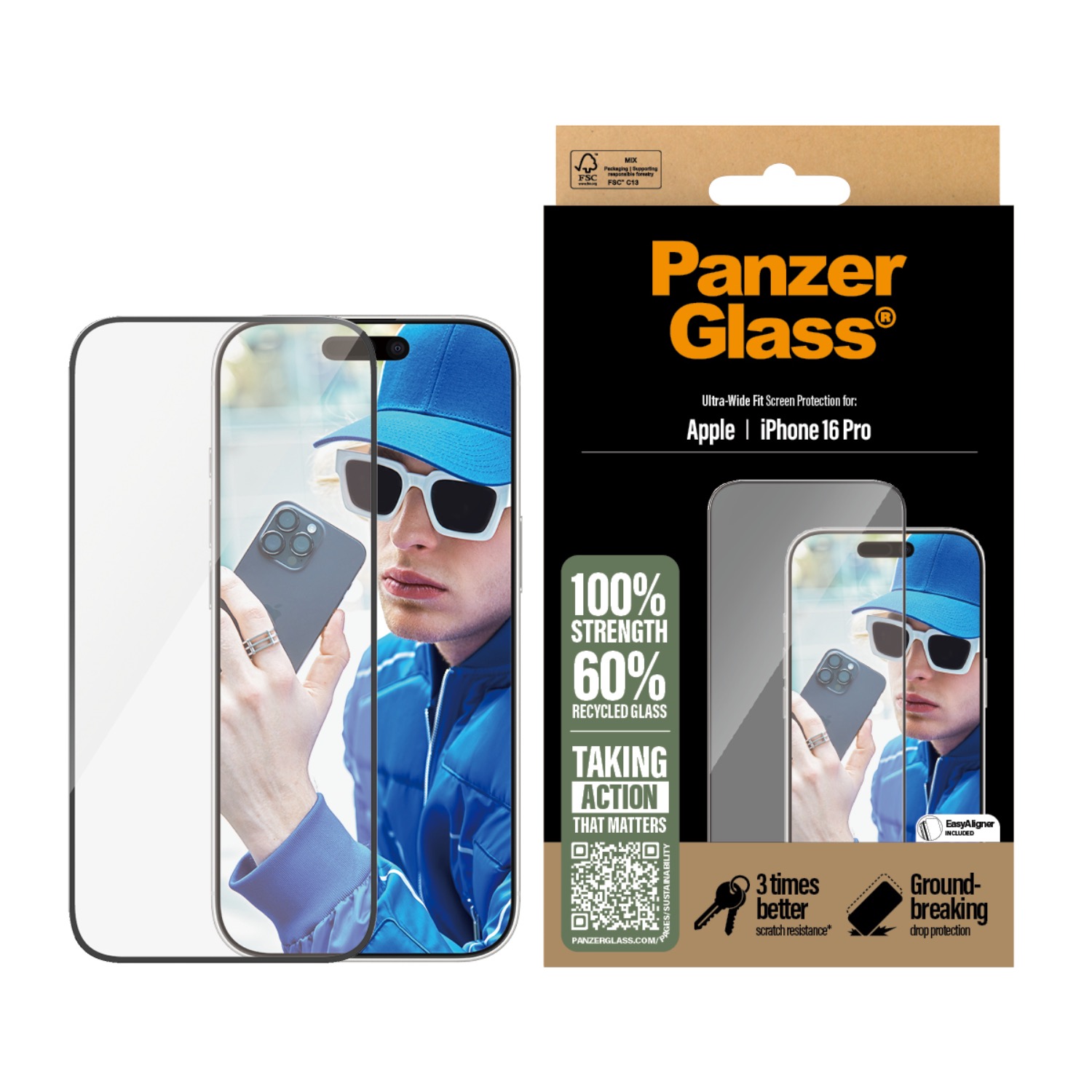 PanzerGlass Screen Protector Ultra Wide Fit - Apple iPhone 16 Pro - Black - Image 39